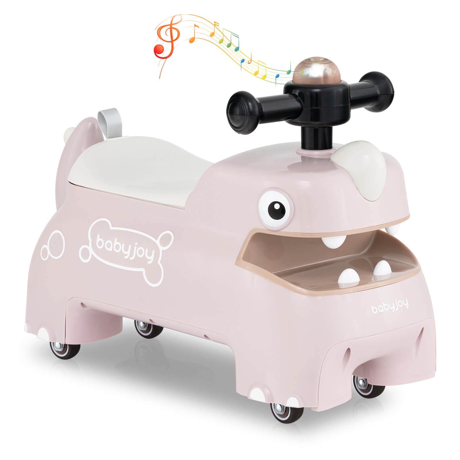 Ride on Toy Baby Dinosaur Sliding Car w/ 4 Universal Casters Under-Seat Storage