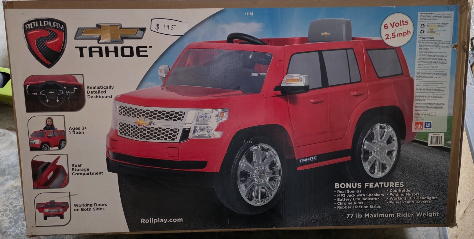 Vintage Rollplay 6V Kids Toy Red Chevrolet Tahoe, Brand New Ages 3+