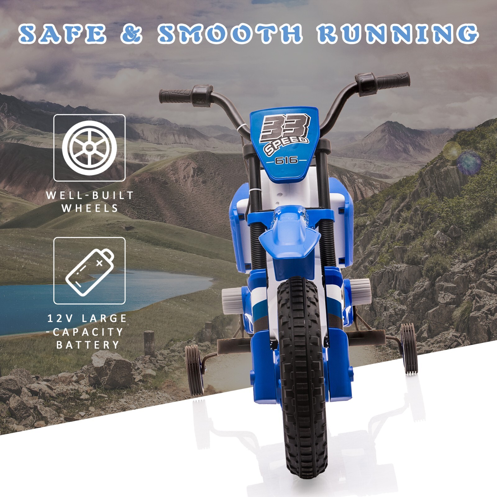 TOBBI 12V Kids Motorcycle Dirt Bike Electric Motorcycles Ride on Toys Motorbike