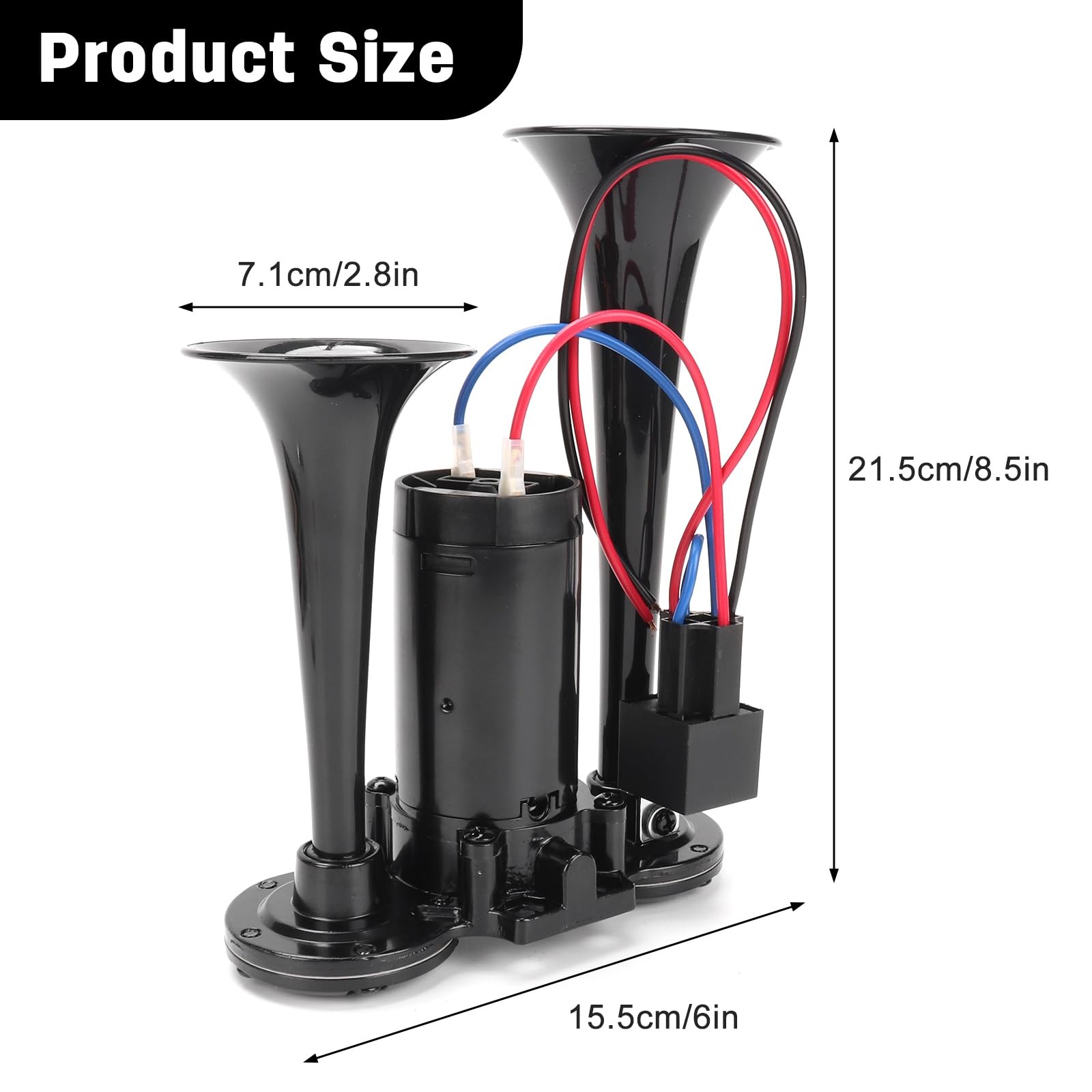 150DB Super Loud Dual Electric Train Air Horn Kit Compressor 12V Truck Black