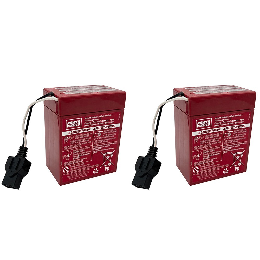 Power Wheels 6 Volt – (2) Super 6V Battery Pack Red – Black Connector – NEW