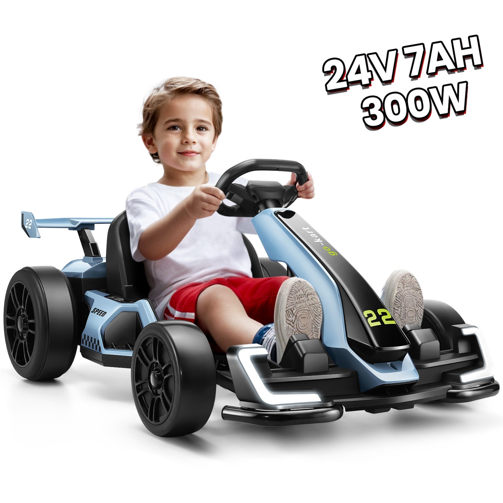 24V Electric Go Kart for Kids, 2x150W Motor Powerful Drift Kart Adjustable Seat~