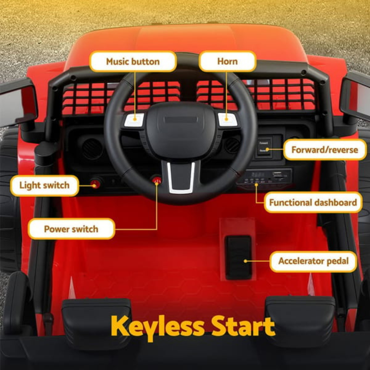 12V Battery Powered Kids Ride On Car Electric Jeep Remote Control Red