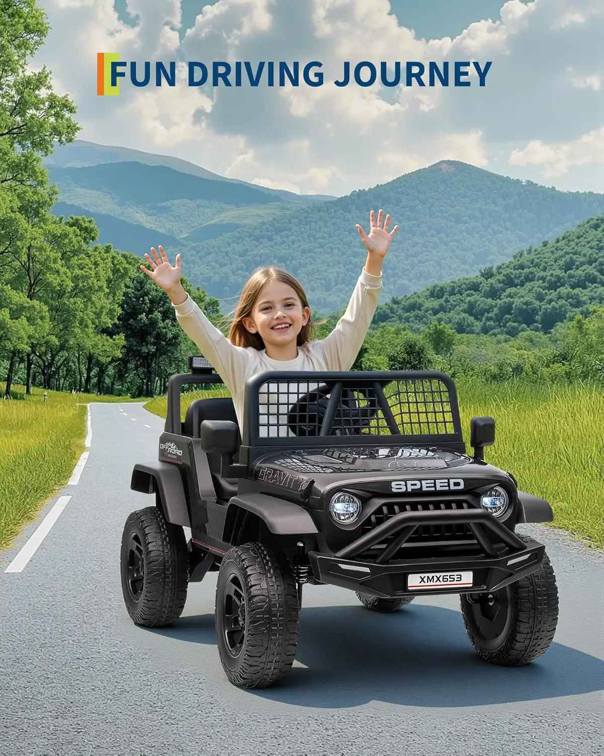 White 12V Kids Electric Car 2 Seater Ride on Toy 6mph Truck with Remote LED+MP3
