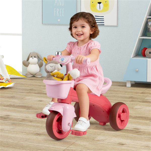 Kids Tricycle Ride With Storage Basket Bell Anti-Slip Pedal Stable 3-5 Years Old