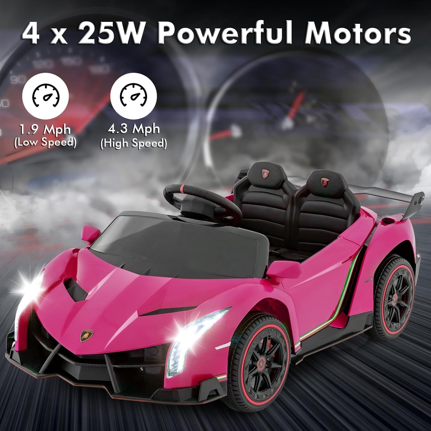 Ultimate Pink 2-Seater Lamborghini Veneno Ride-On Car for Toddlers – Remote Fun