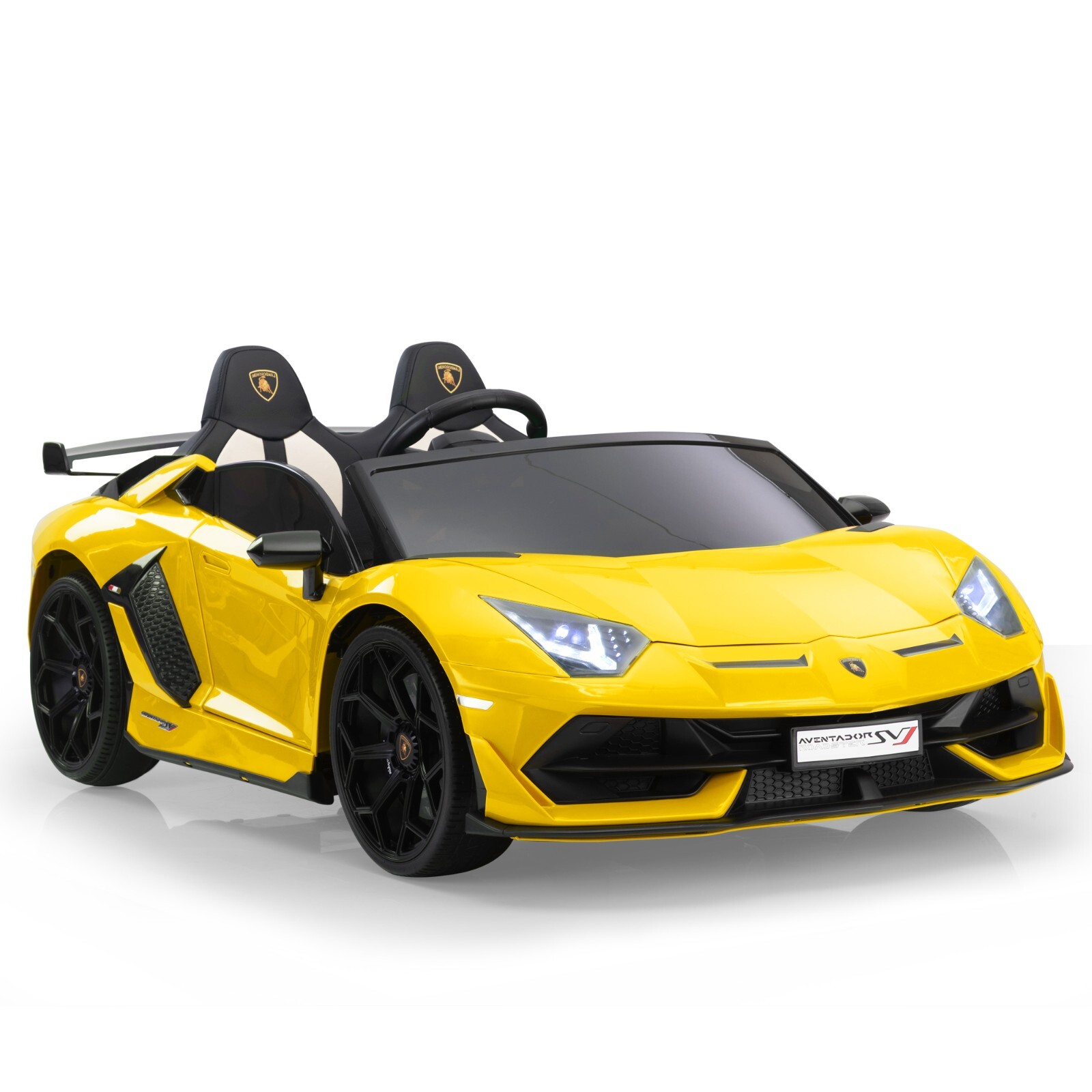 TOBBI 24V Ride on Car 2-Seater PU Leather Lamborghini Drift Sports Car for Kids