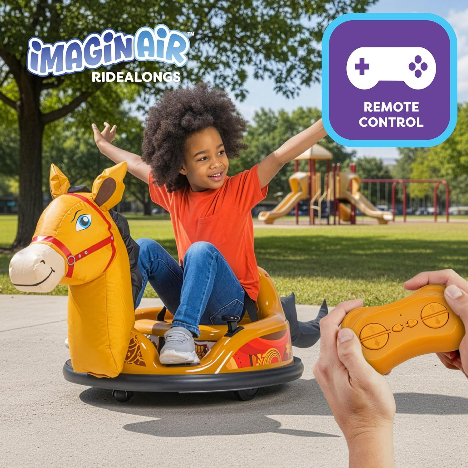 6V Electric Horse Bumper Car for Toddlers with Remote, Music & LED Lights