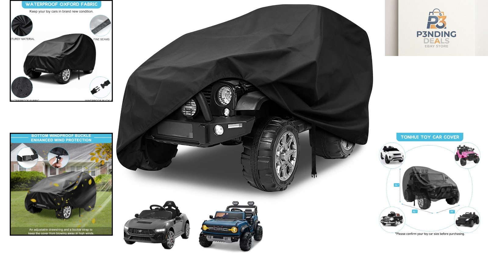 Universal Fit Kids Ride-On Toy Car Cover | Waterproof Oxford Protection 52x28x24