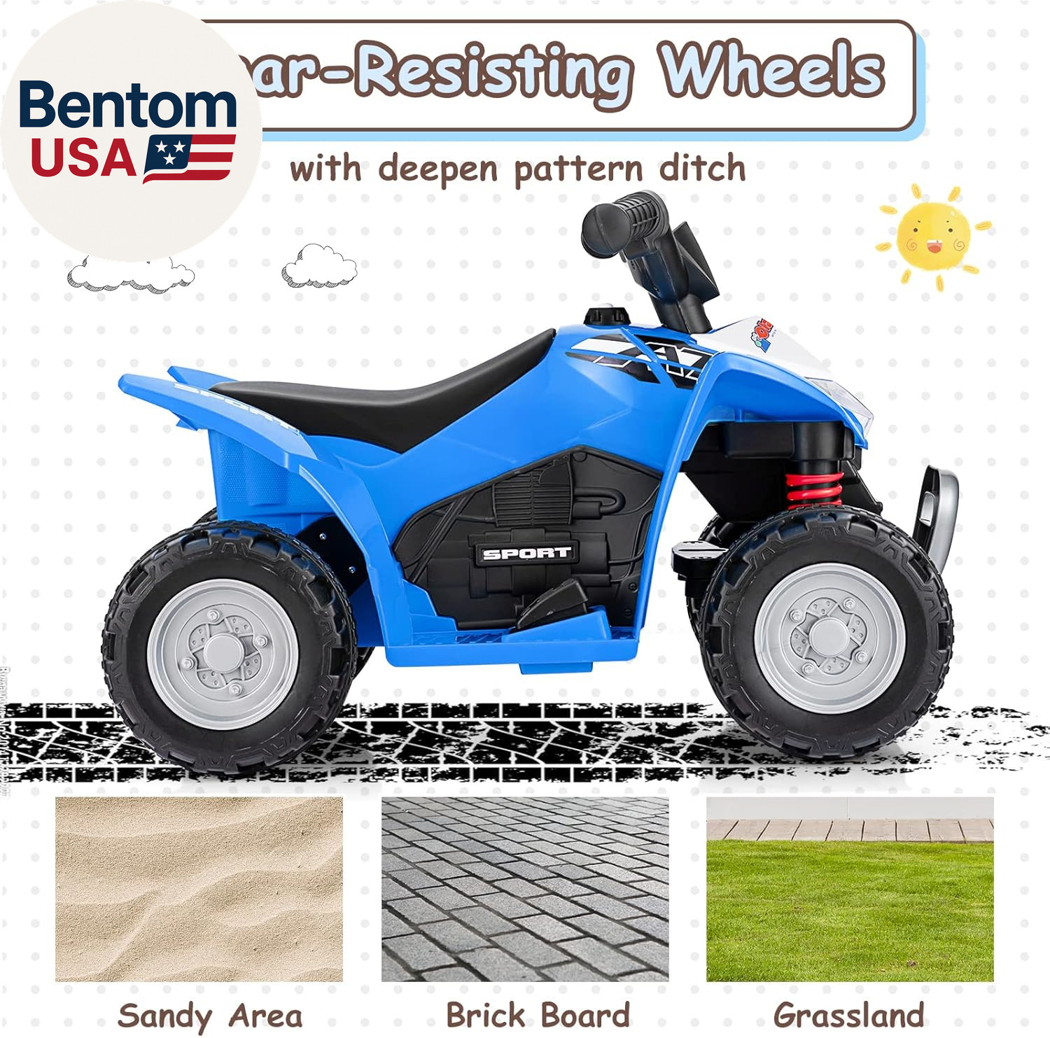 Kids Ride on ATV, 6V Electric Vehicle for Toddlers, 4 Wheeler Battery Powered Mo
