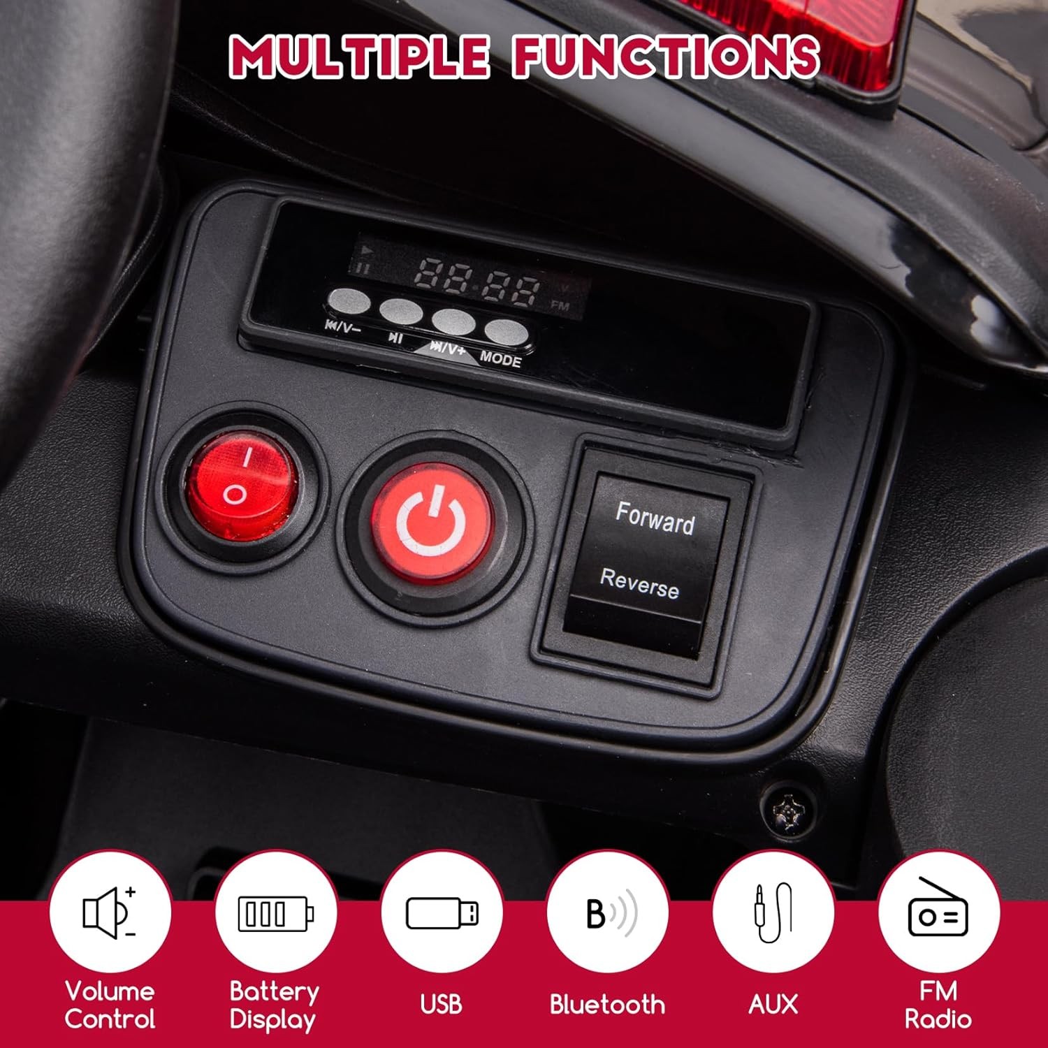 12V Ride-On Police Car Dodge Licensed, Remote Control, 3 Speeds, MP3,Safe Design