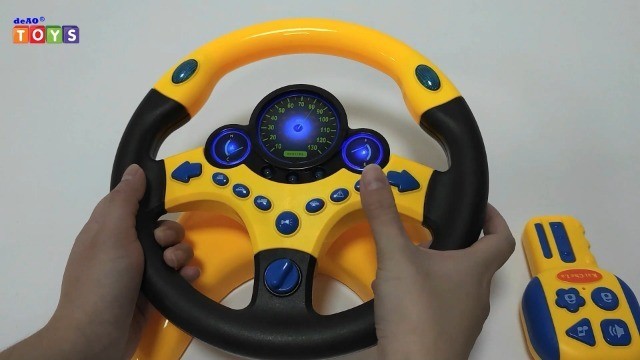 Kids Backseat Steering Wheel Toy with Lights & Music – Pretend Driving Gift (Yel