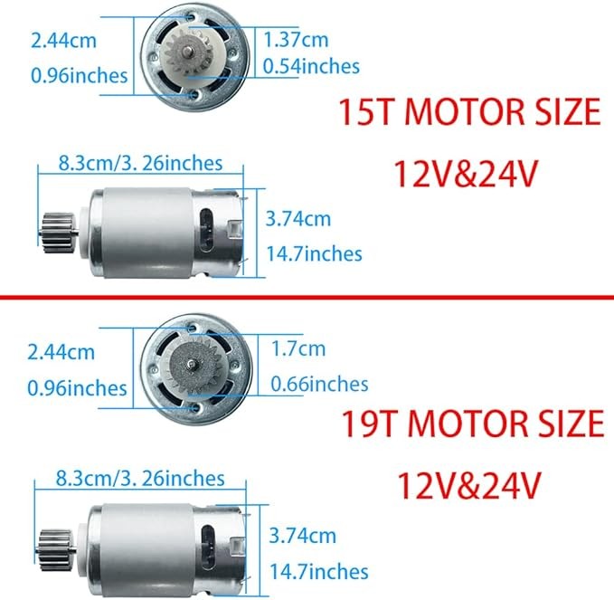 2PCS 24 Volt RS555 35000RPM High-Speed 7R Motor 15T for Fisher Price Power Wh…