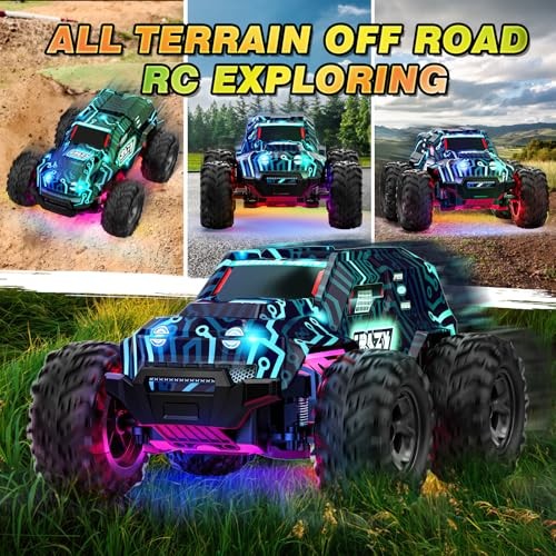 2.4GHz High Speed RC Car, Offroad Monster Hobby Racing Car with LED Blue