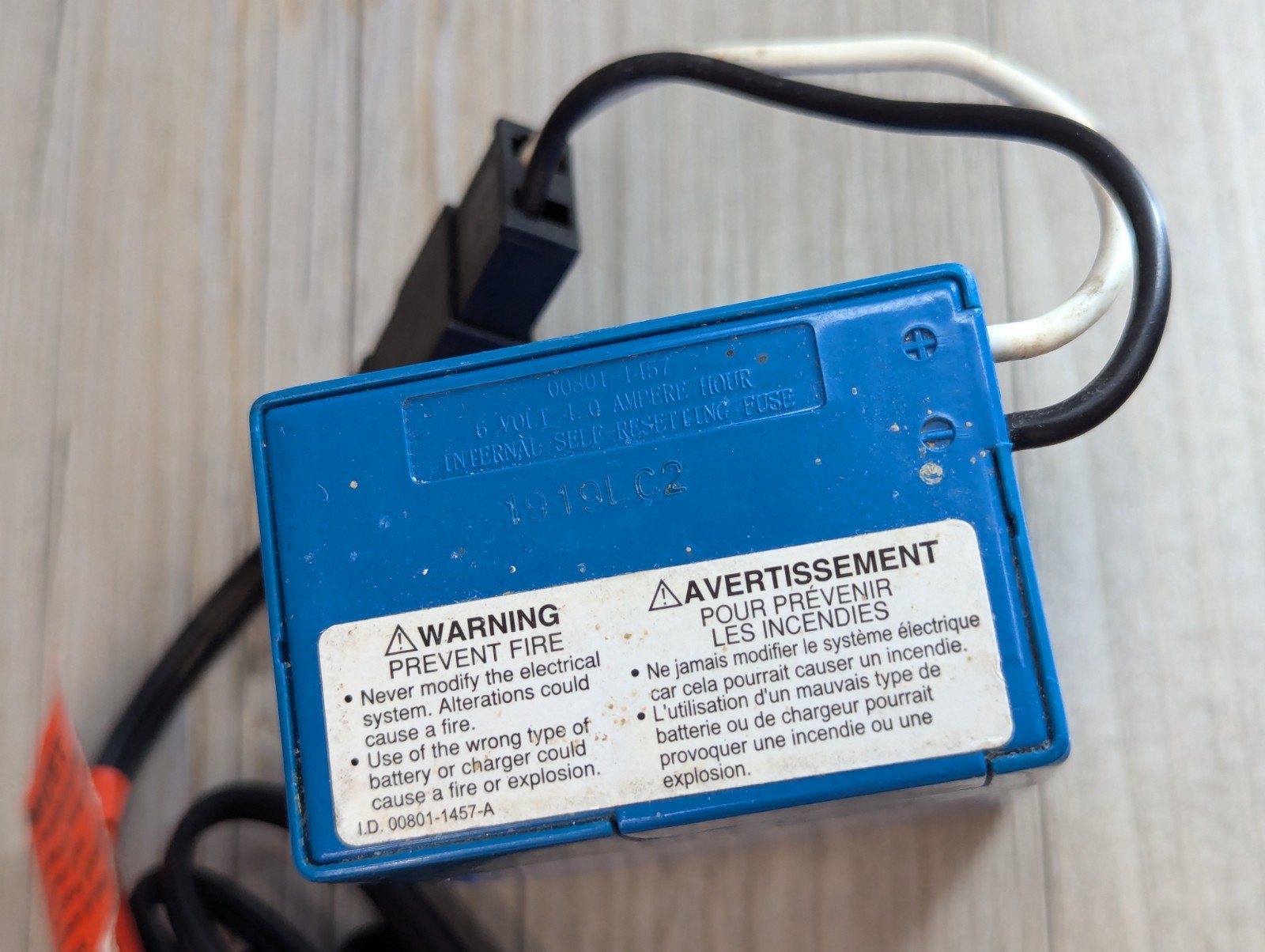 Fisher-Price Power Wheels 6V 4.0 Amp Battery Model 00801-1457 & Power Cord