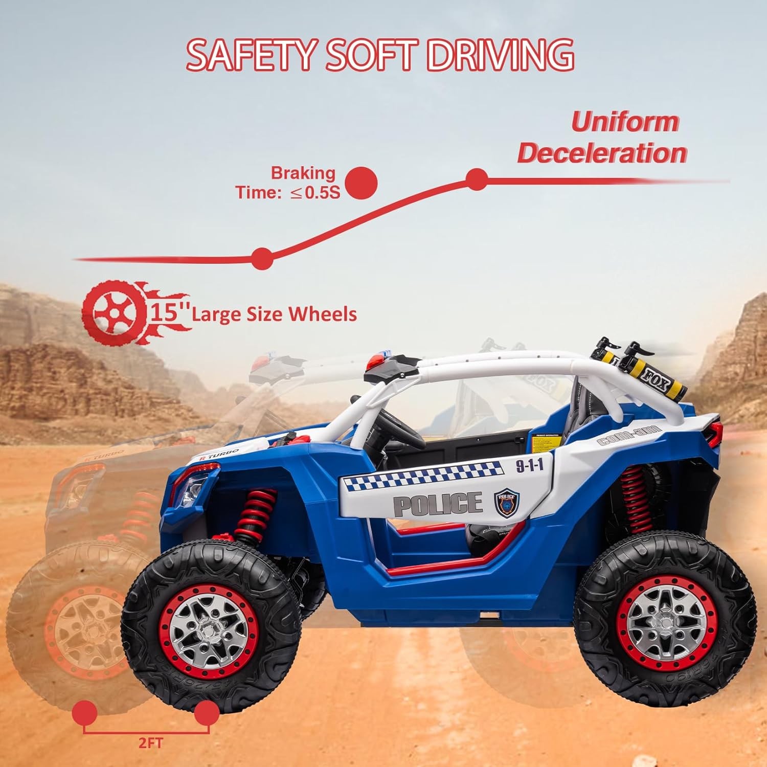 24V 2-Seater 4WD Kids Truck 300W Power with Remote, Spring Suspension Multicolor