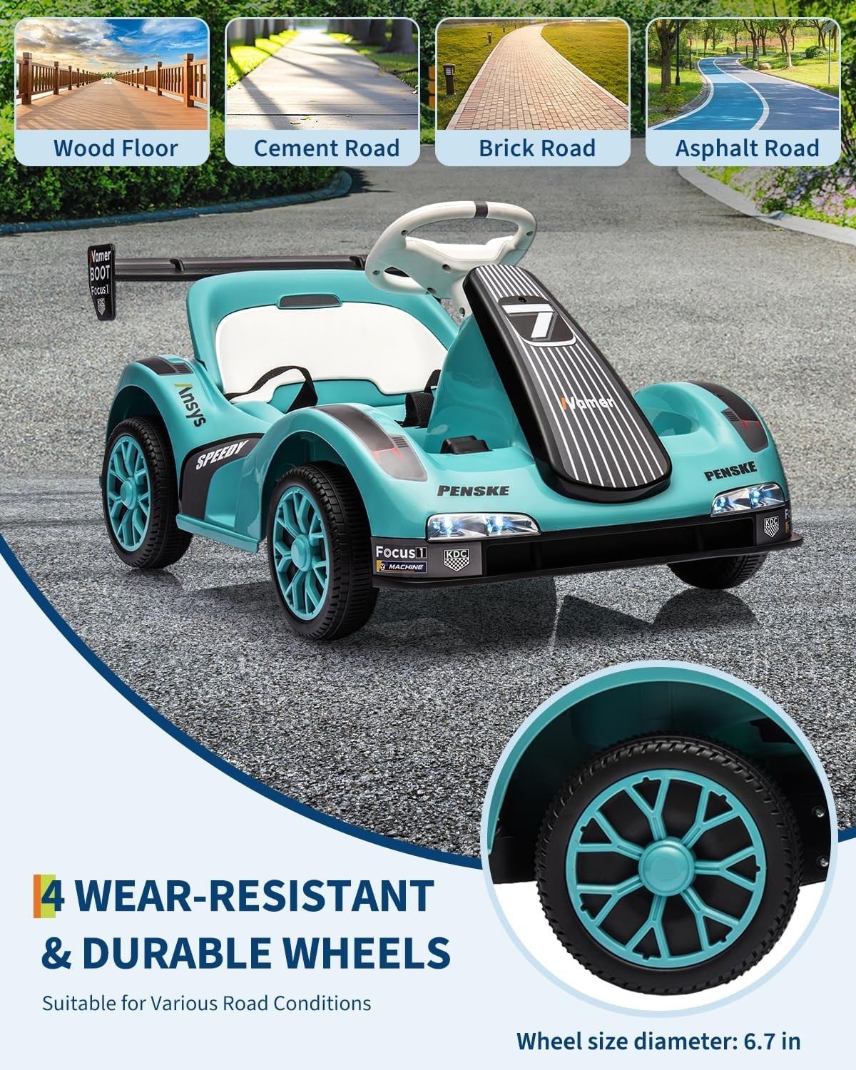 6v Electric Racer Go Kart for Kids with 2.4g Remote Control Ride on Toy for Kids