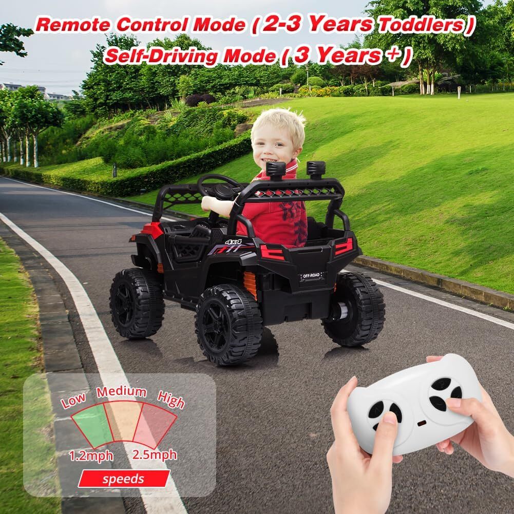 12V Ride On UTV Car Truck With Remote Control and Music 390W Double Motors Kids