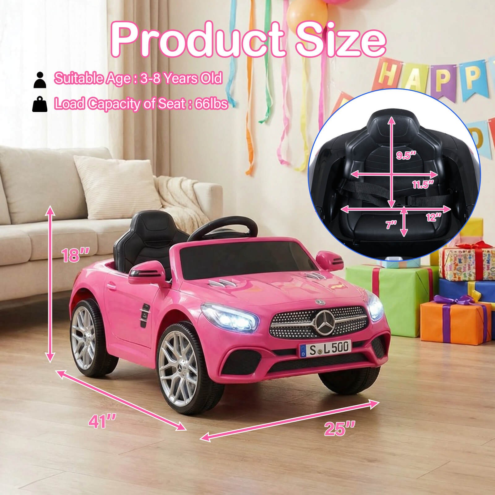 Licensed Mercedes-Benz SL R231 Kids Ride on Car 12V Electric Vehicle with Music