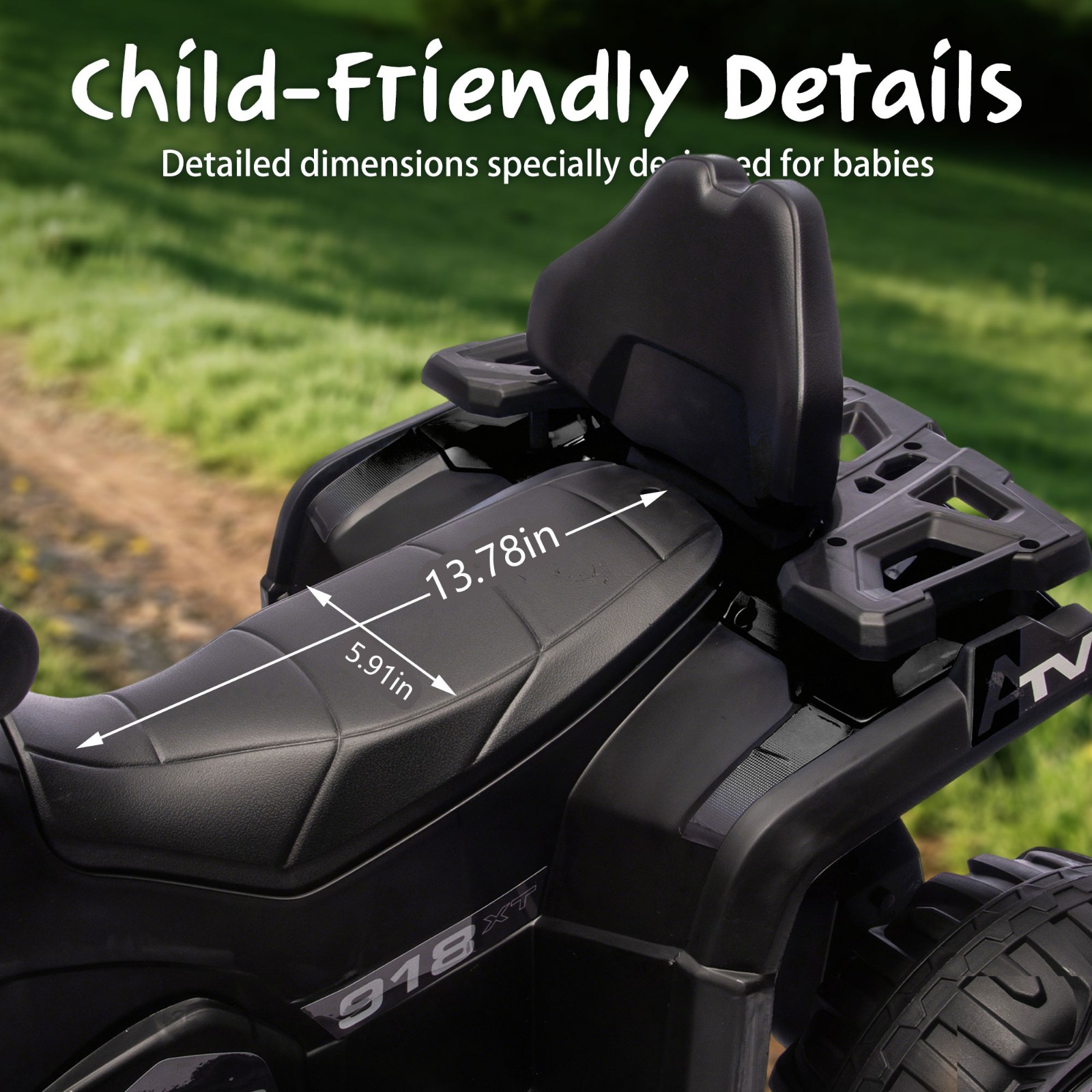 24V Kids Electric ATV 4 Wheeler Quad Car Off-Road Ride-On Toy for Ages 3-6,Black