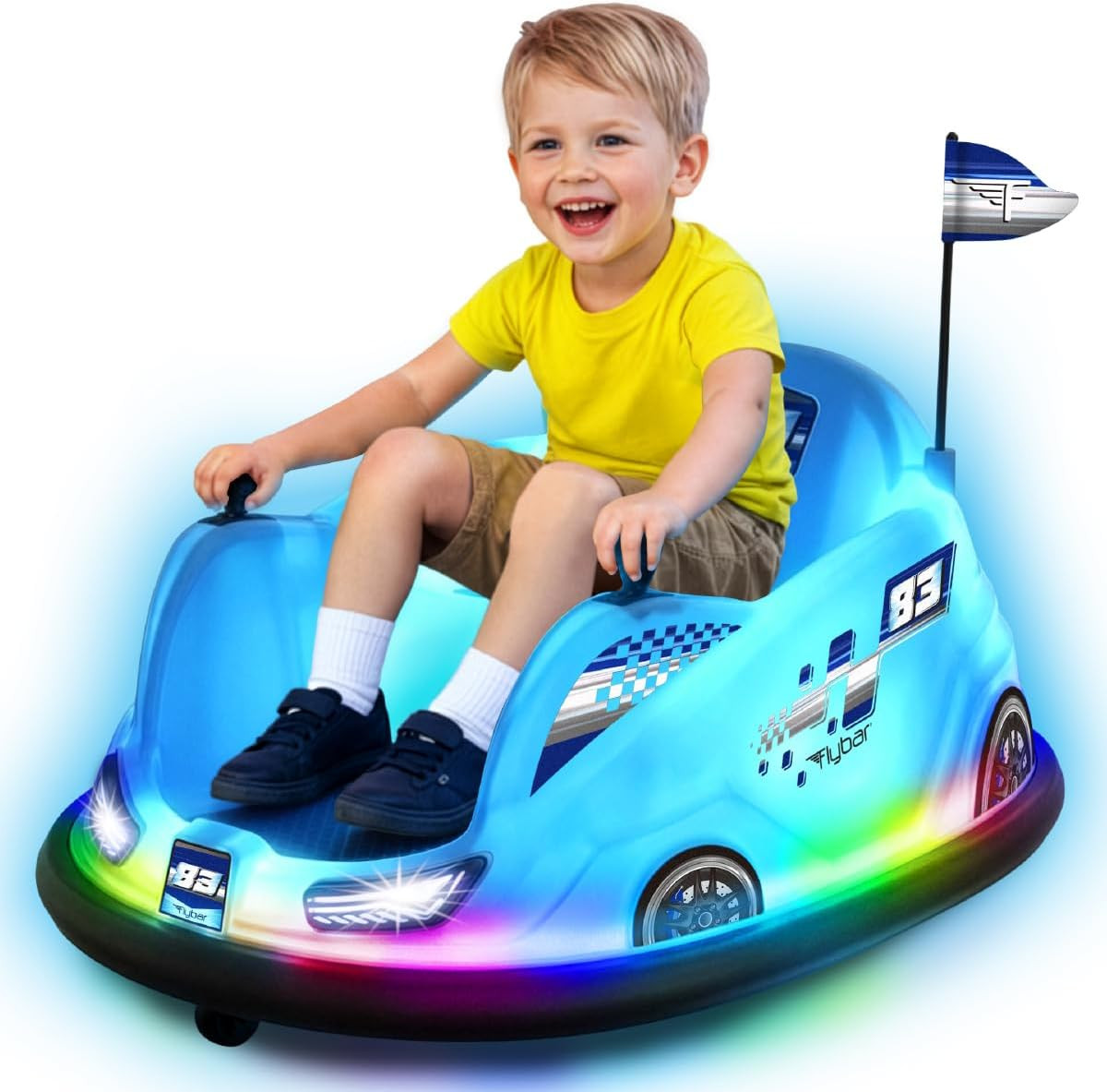 12V Glow Bumper Car Ride on Toy – Indoor/Outdoor Toys, Toddler Toys, Bumper Cars