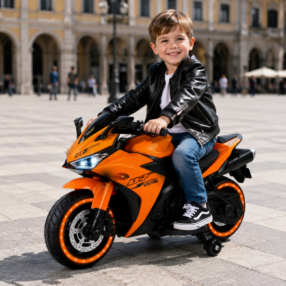 Kids 12V Electric Motorcycle with Trainning Wheels for 3-6 Years Boys Girls