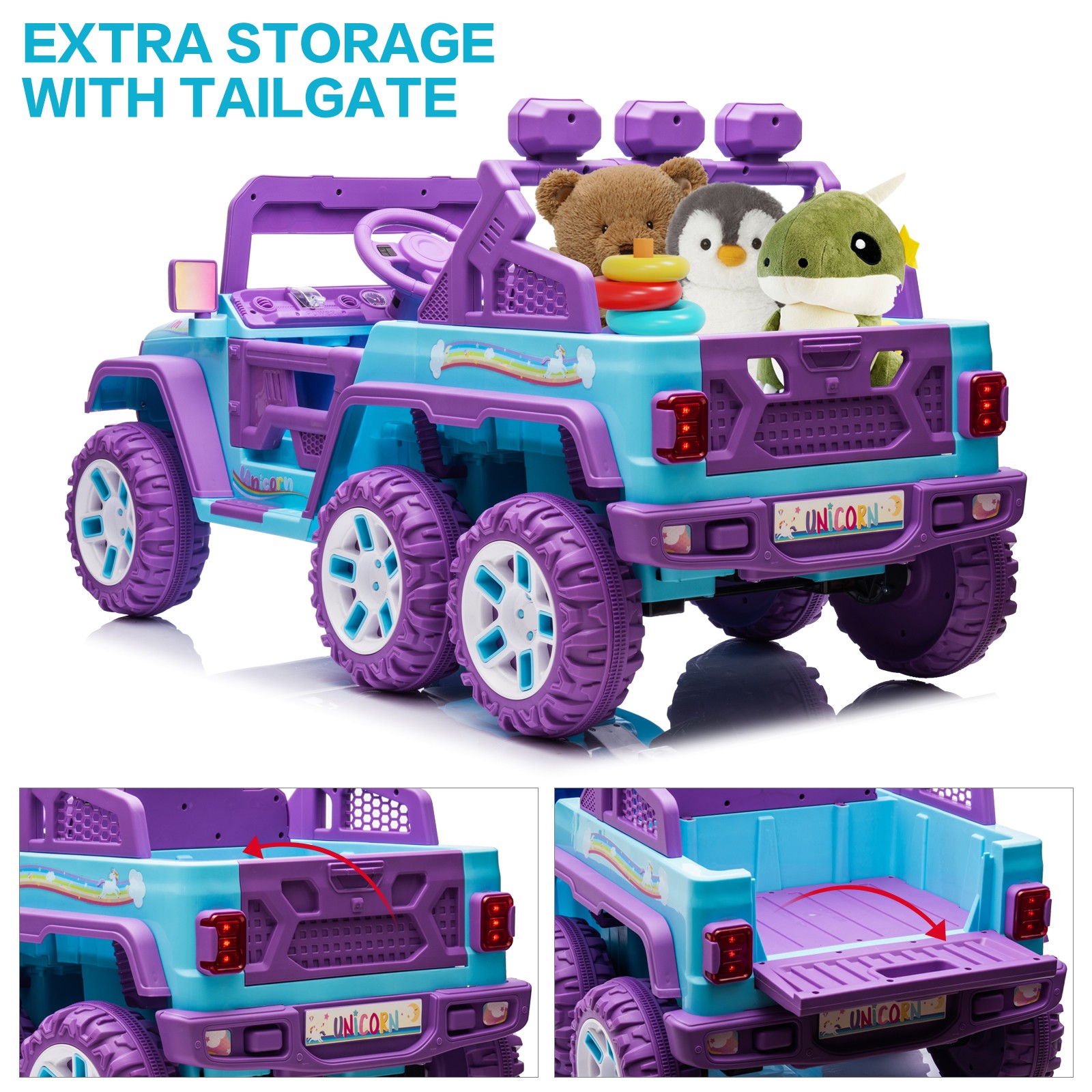 12V Kids Ride On Car Electric Truck w/ Remote Control DIY Stickers 6 Wheels Toy
