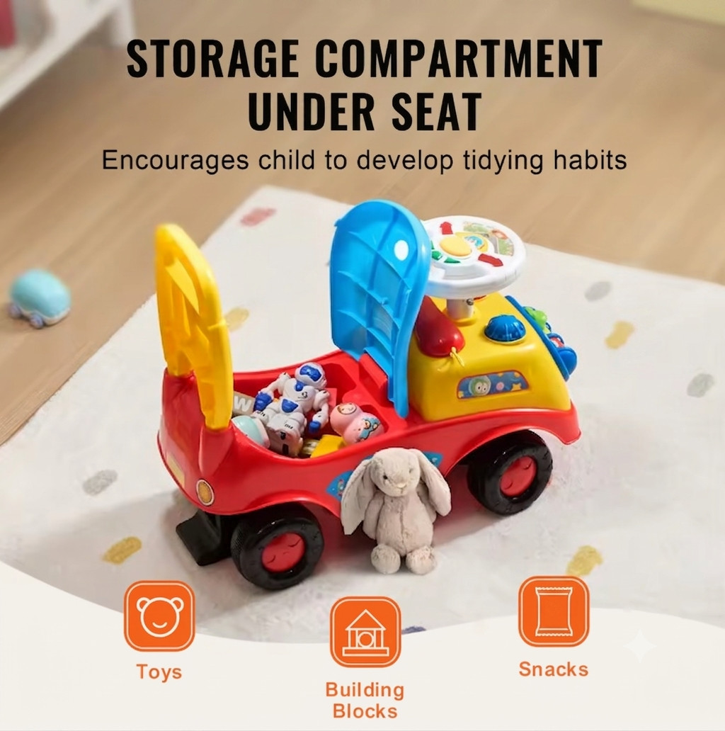 Toddler Baby Ride On Push Car Kids Toy with Music Sit and Stand Toddler Kids Car