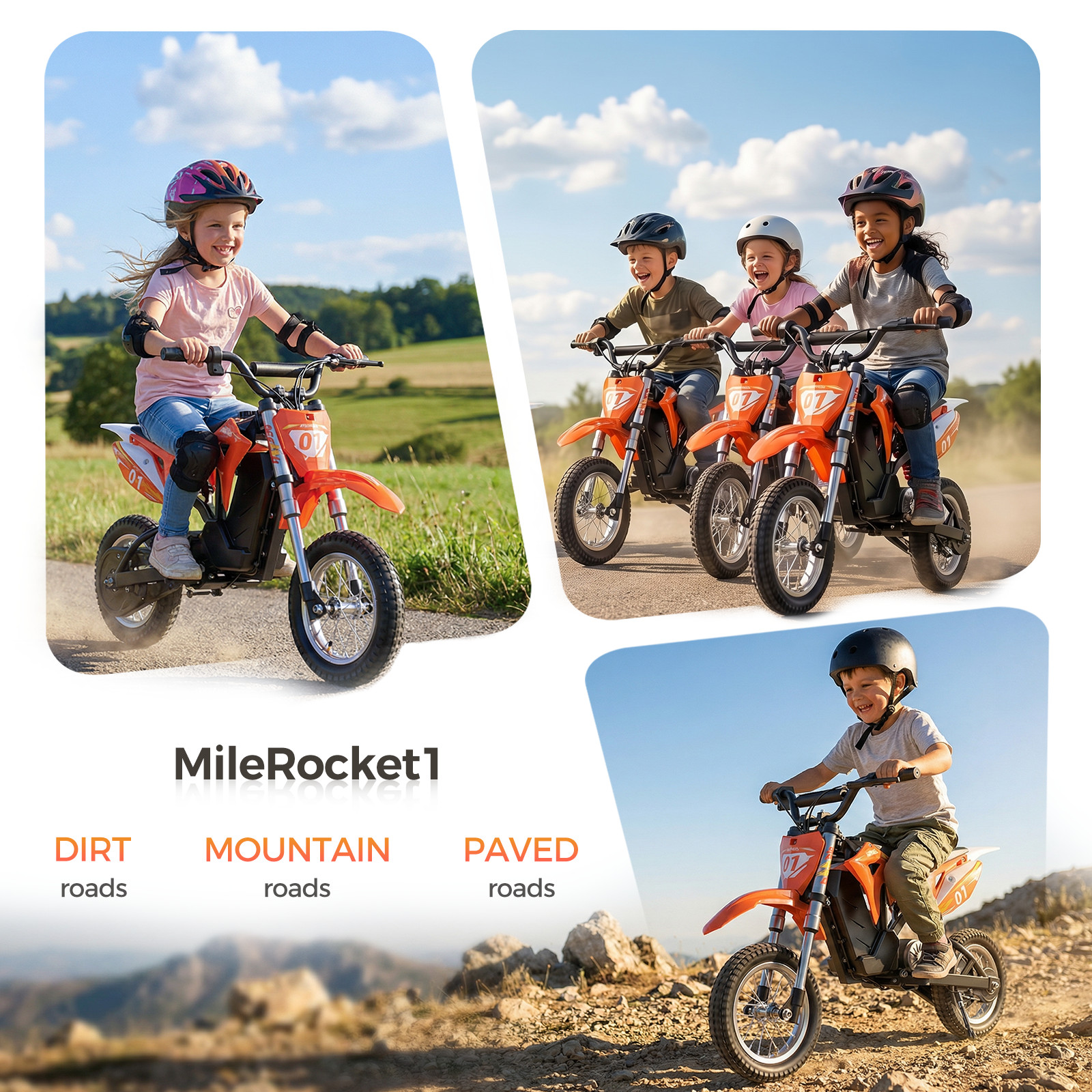 Kids Motorcycle Mini Electric Dirt Bike 36V 300W 3Speed 12.4 Miles Gift