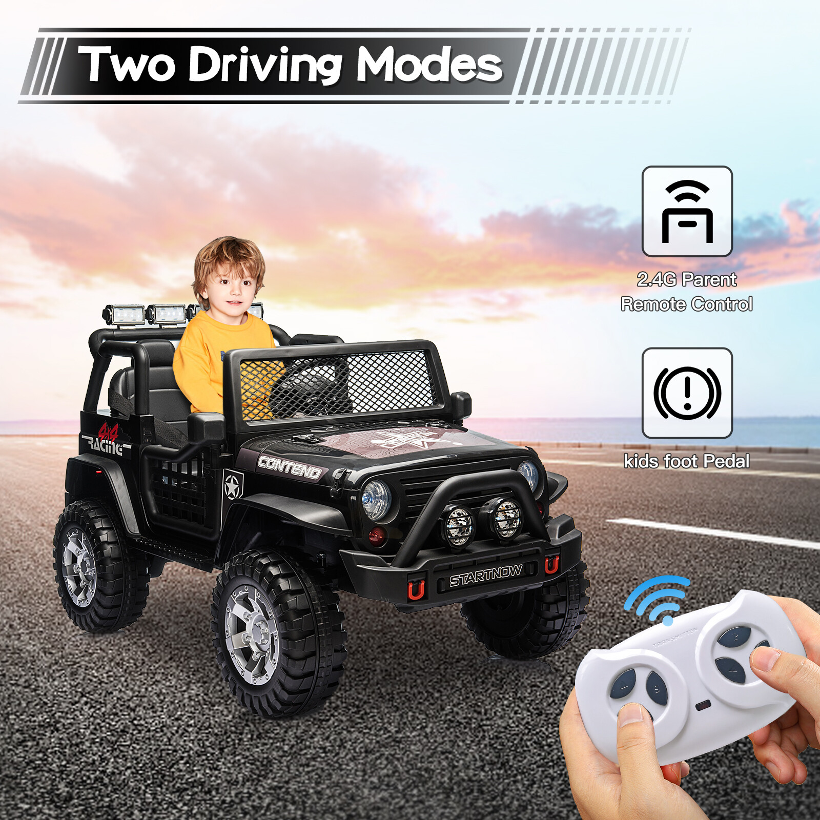 2-Seater Kids Ride on Truck 12V Battery Powered Electric Vehicle Toy w/ Remote