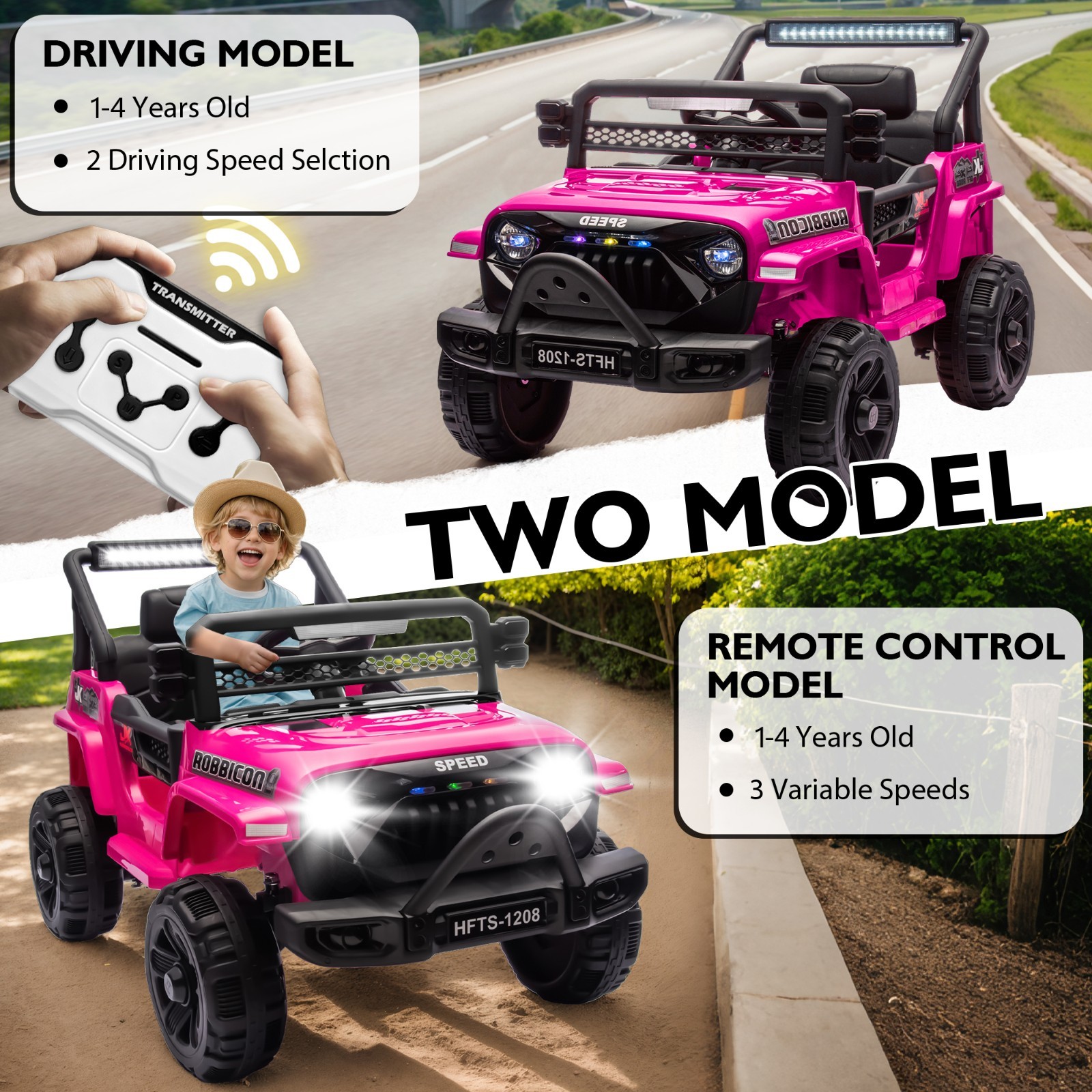 12V Electric Car Ride On Truck for Kids w/ Remote, Powered Wheels Toys,Pink