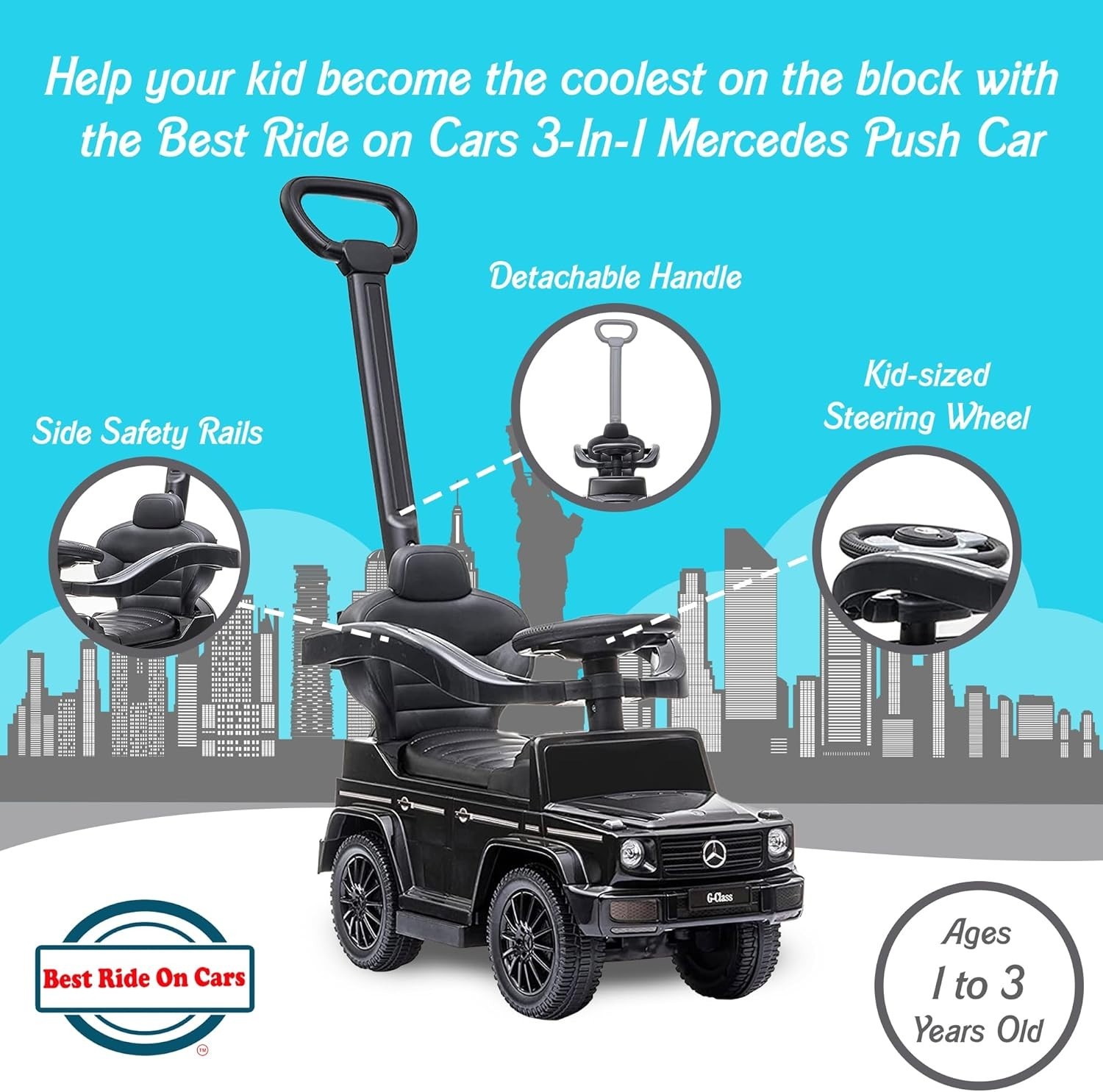 Mercedes G-Wagon Kids Push Car 3-in-1 for 1-3 – Playful Outdoor Fun