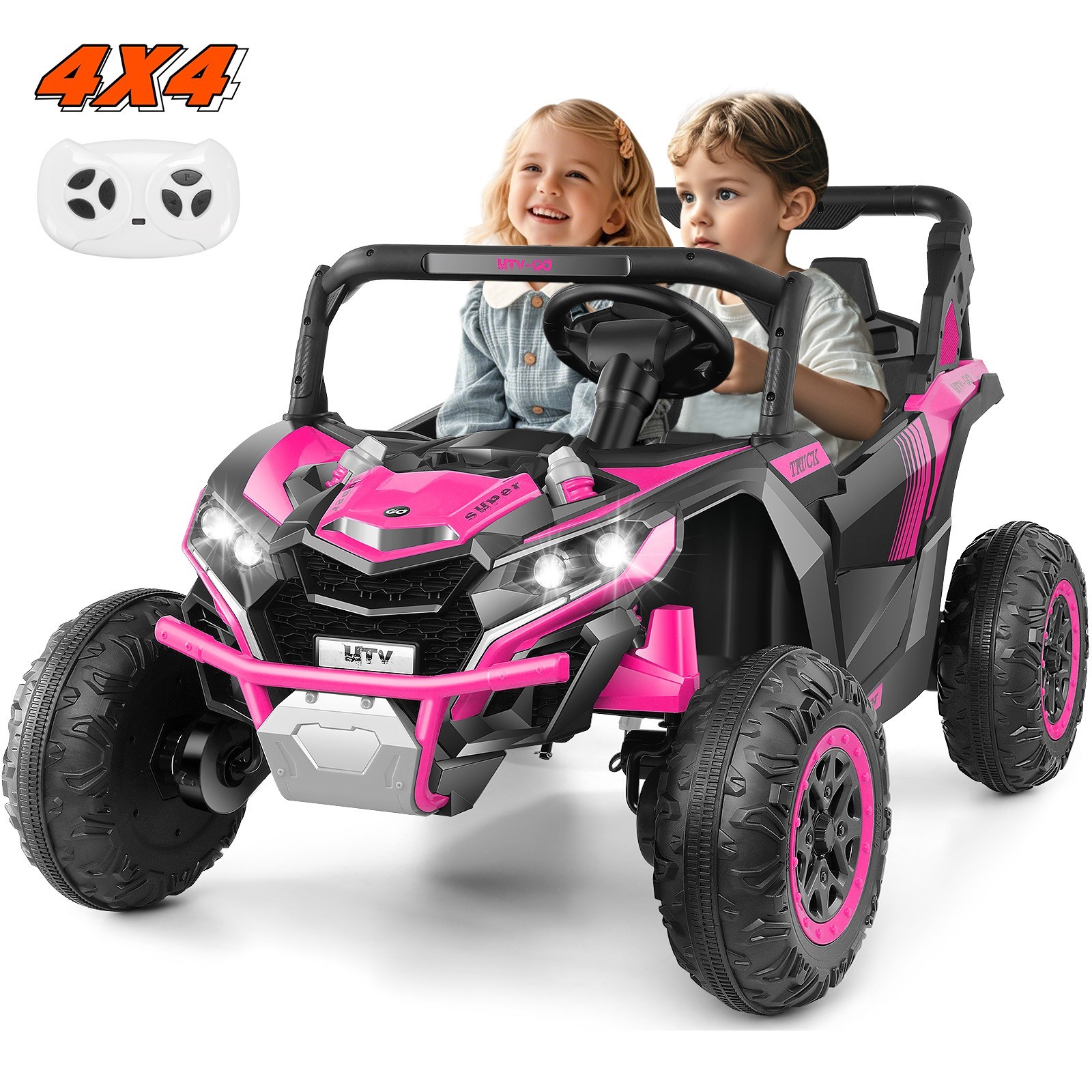 24V Kids Electric Car, 2 Seater Ride on UTV with Remote Control Bluetooth Gift!