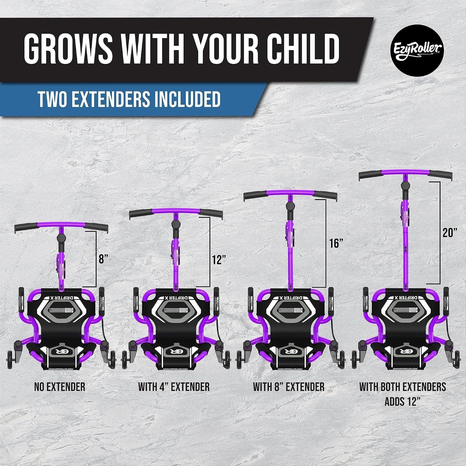 Drifter X Ride On Toy for Kids, Ages 4-12, Up to 154 lbs – Purple