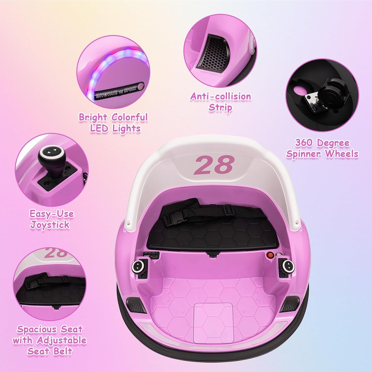 12V Ride On Bumper Car for Kids Toy Gifts Toddlers Electric Bumping Car with RC
