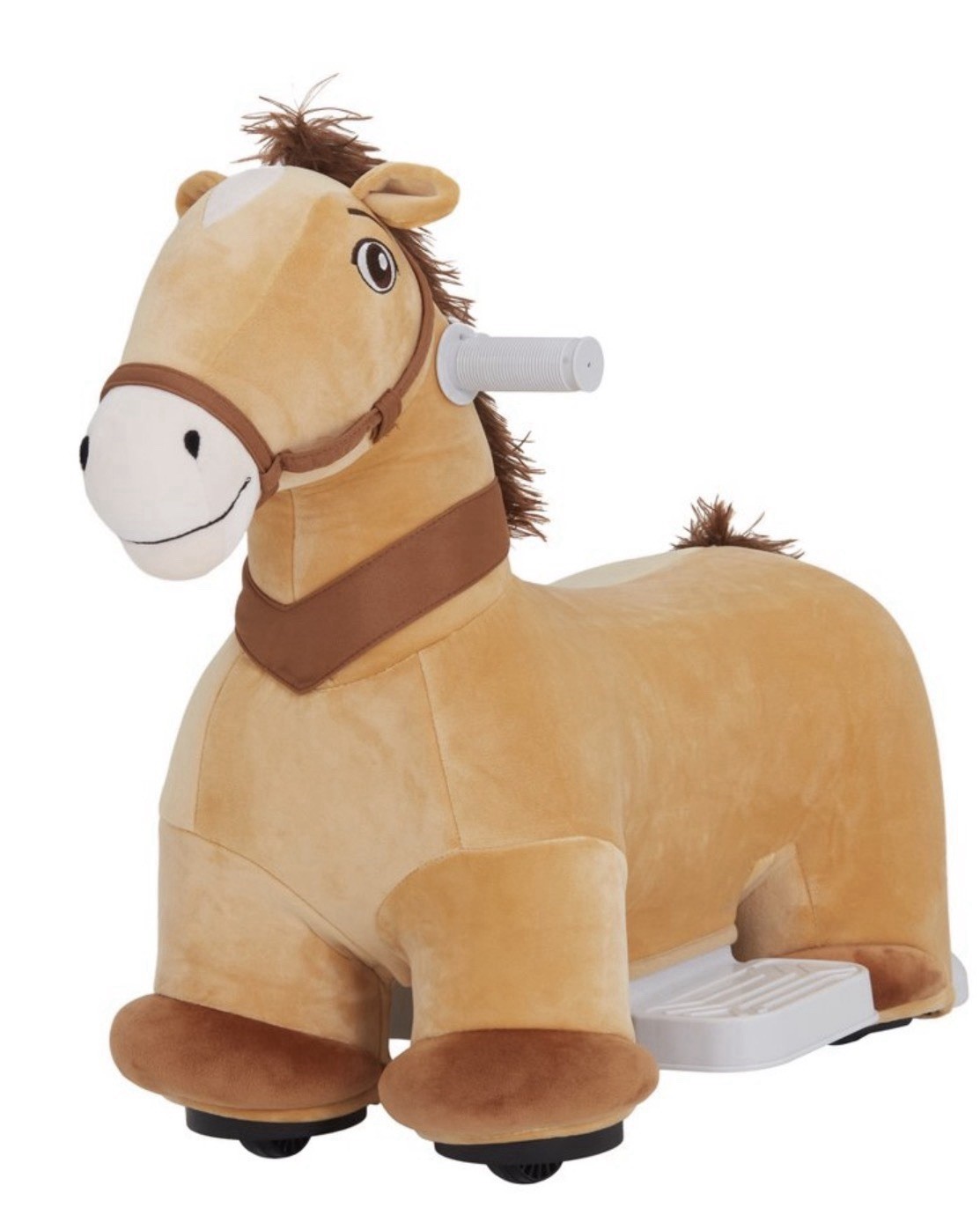 NEW 6V Electric Ride on Horse with Music Forward, PU Wheels, Brown