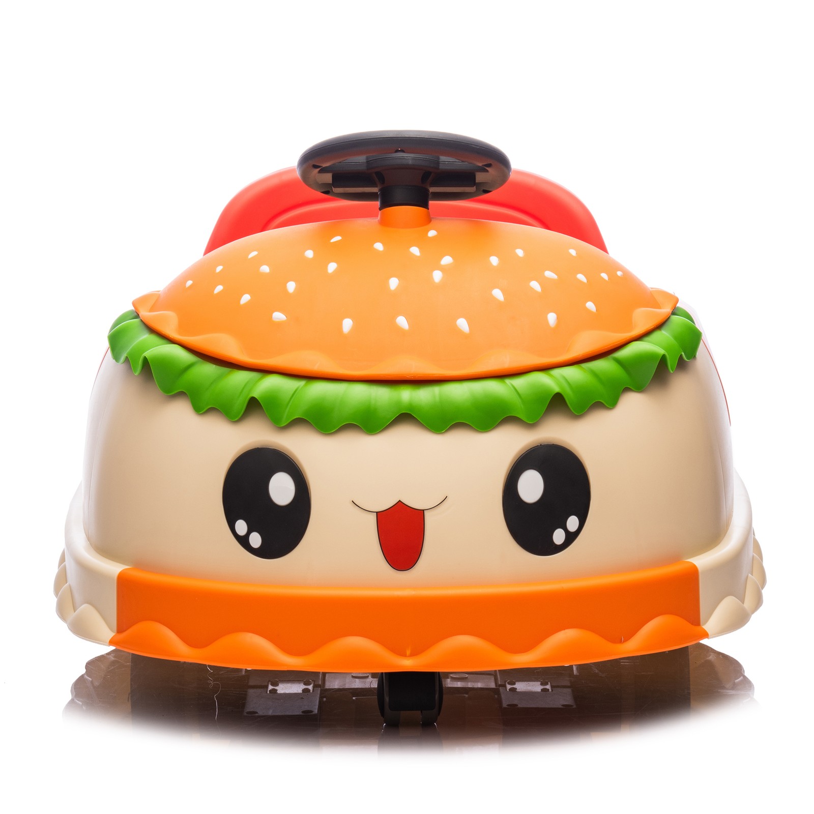 12V Kids Ride On Electric Bumper Car Cute Hamburger Design Storing Space For 2-5