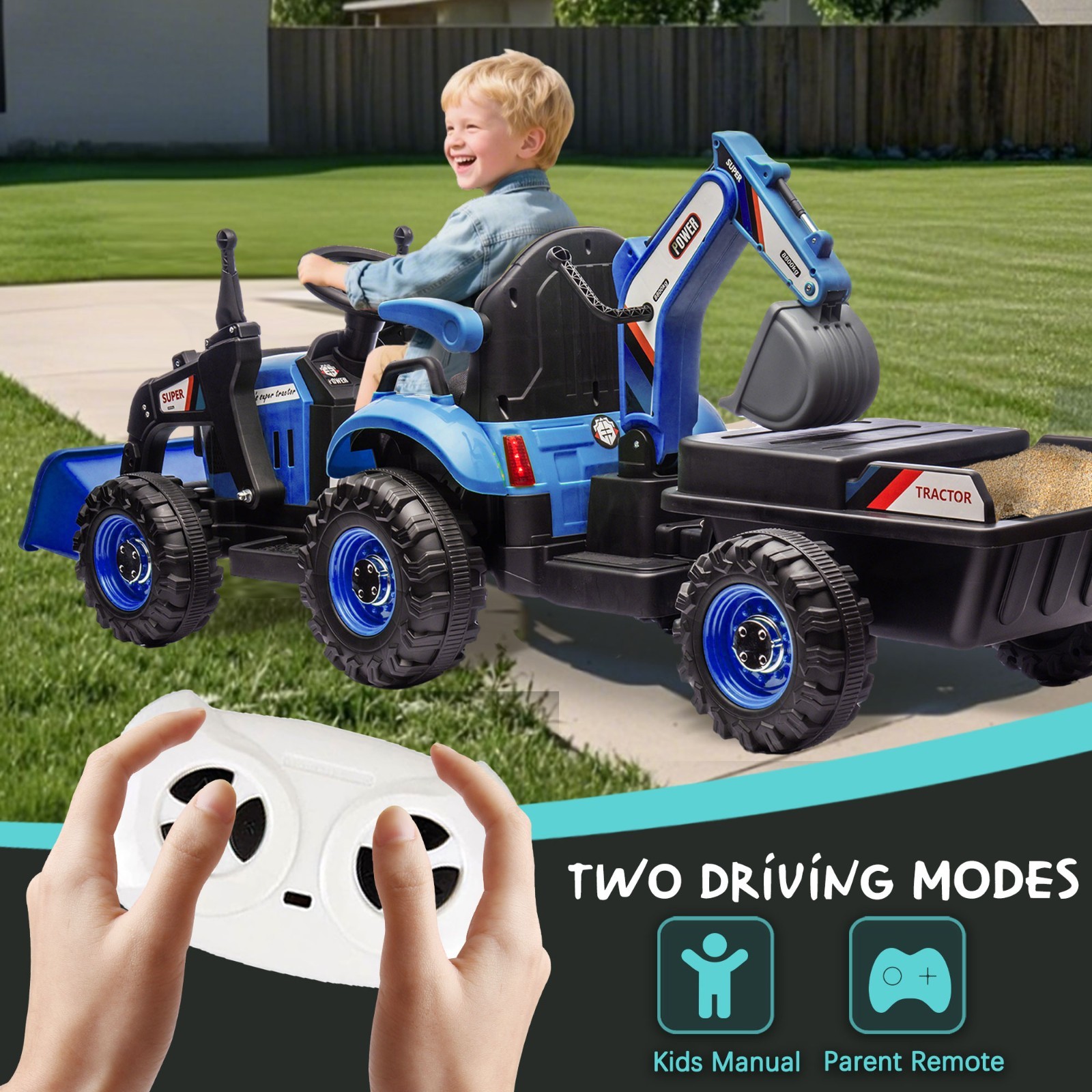 24V Kids Ride On Tractor Electric Car w/Remote, LED Tail-light, 3 Speed Toy