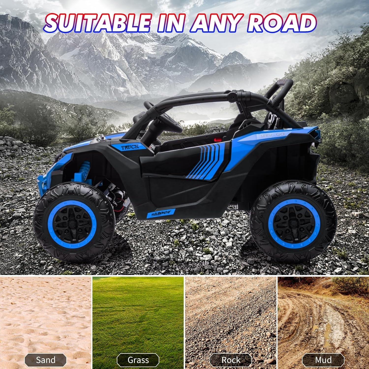 24V Ride On UTV Car for Kids,2 Seater 4WD Electric Toy Truck with Remote Control