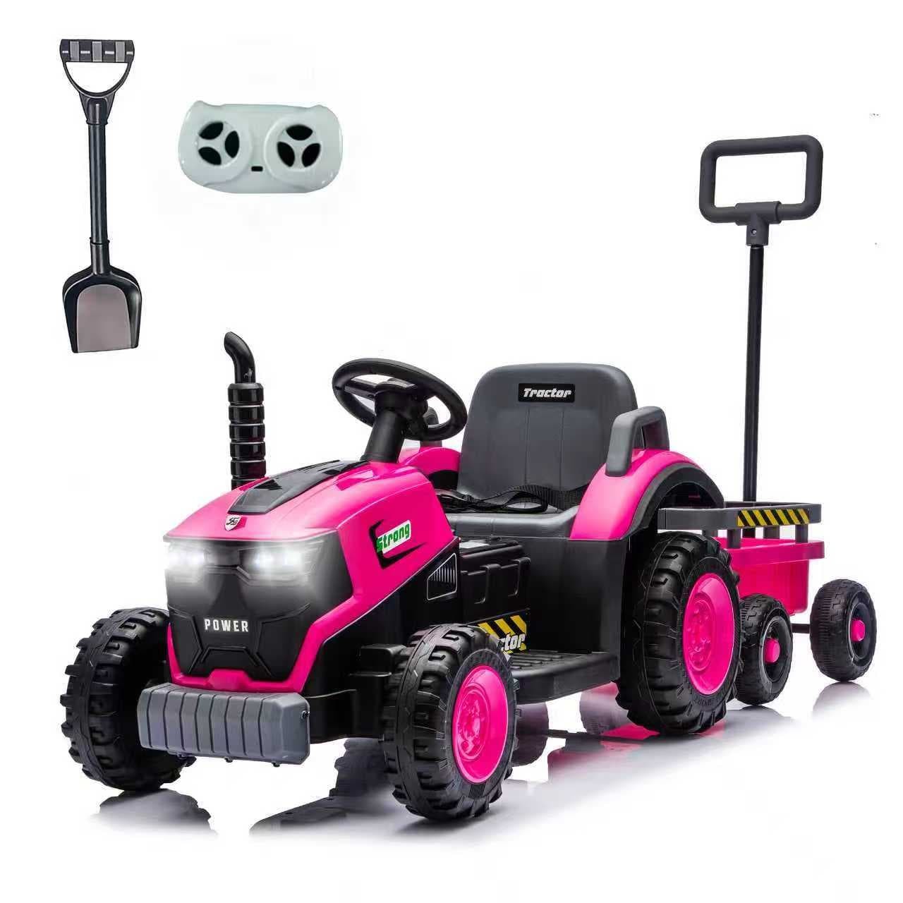 Kids Electric Farm Tractor Ride On Car 12V with Trailer Lights Music Age 3-6