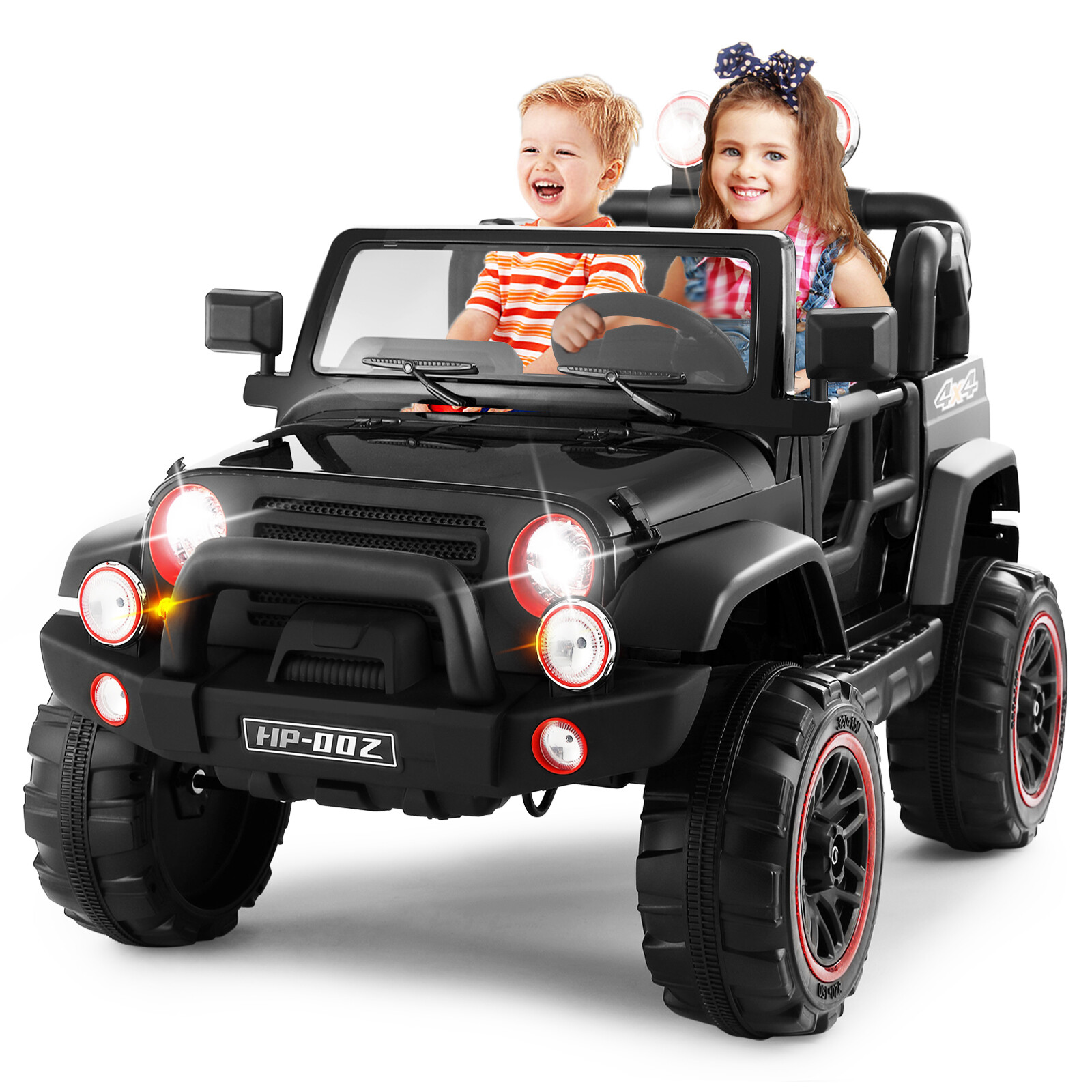 Black 12V Battery Kids Ride On Car Truck 3 Speeds Toy LED MP3 w/Remote,Car Cover