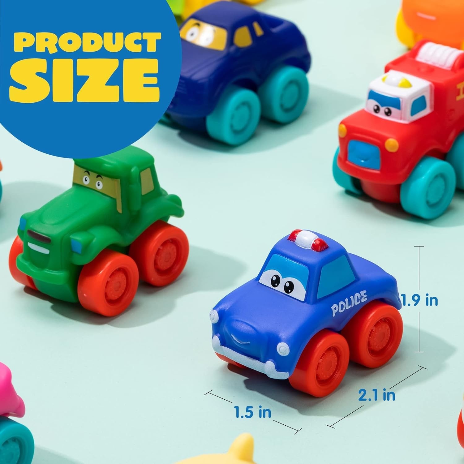 Soft Rubber Cartoon Toy Car Set – Bath Toy for Toddlers, Christmas Gift