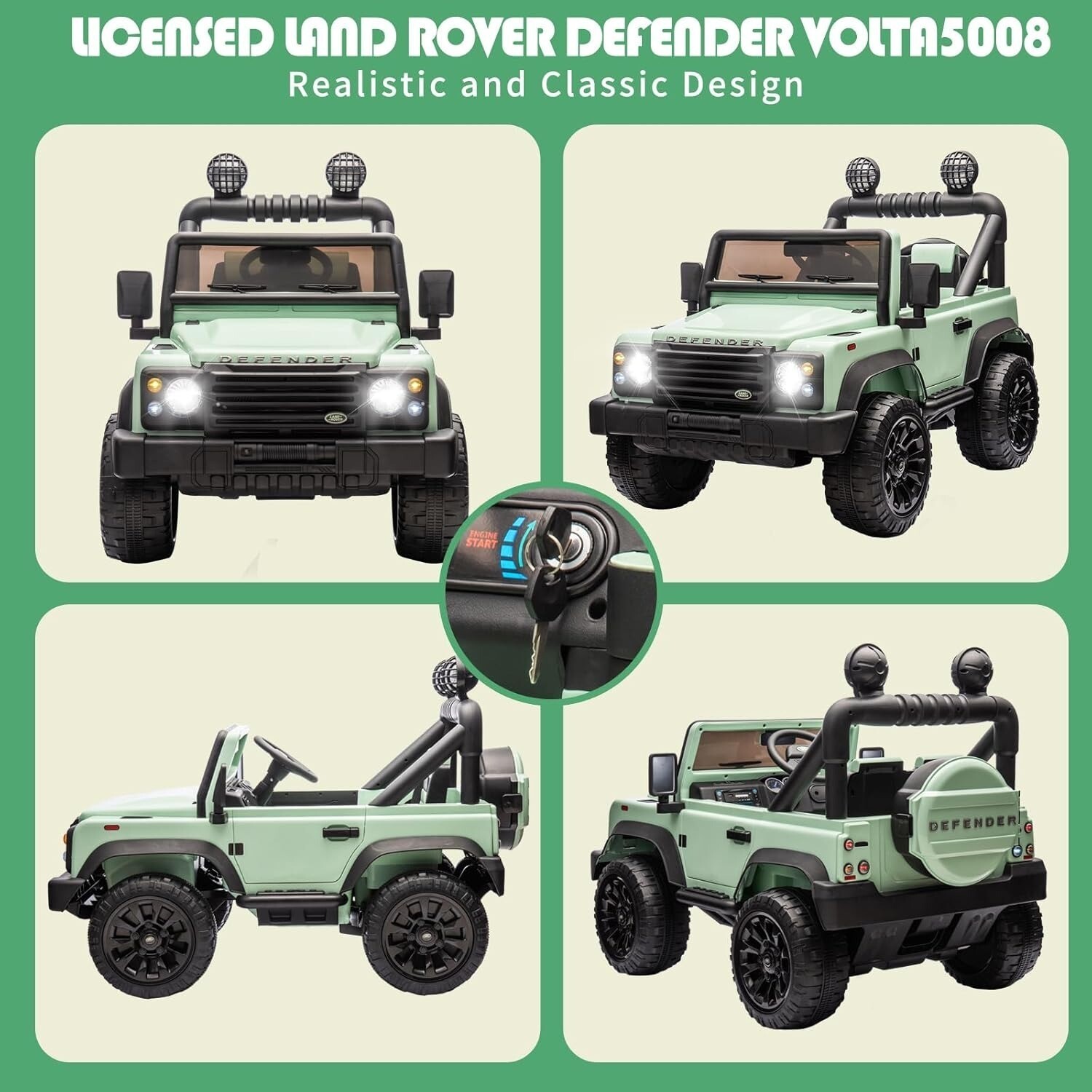 24V Ride on Jeep Car Licensed Land Rover Defender Truck Toy for Kids with Remote