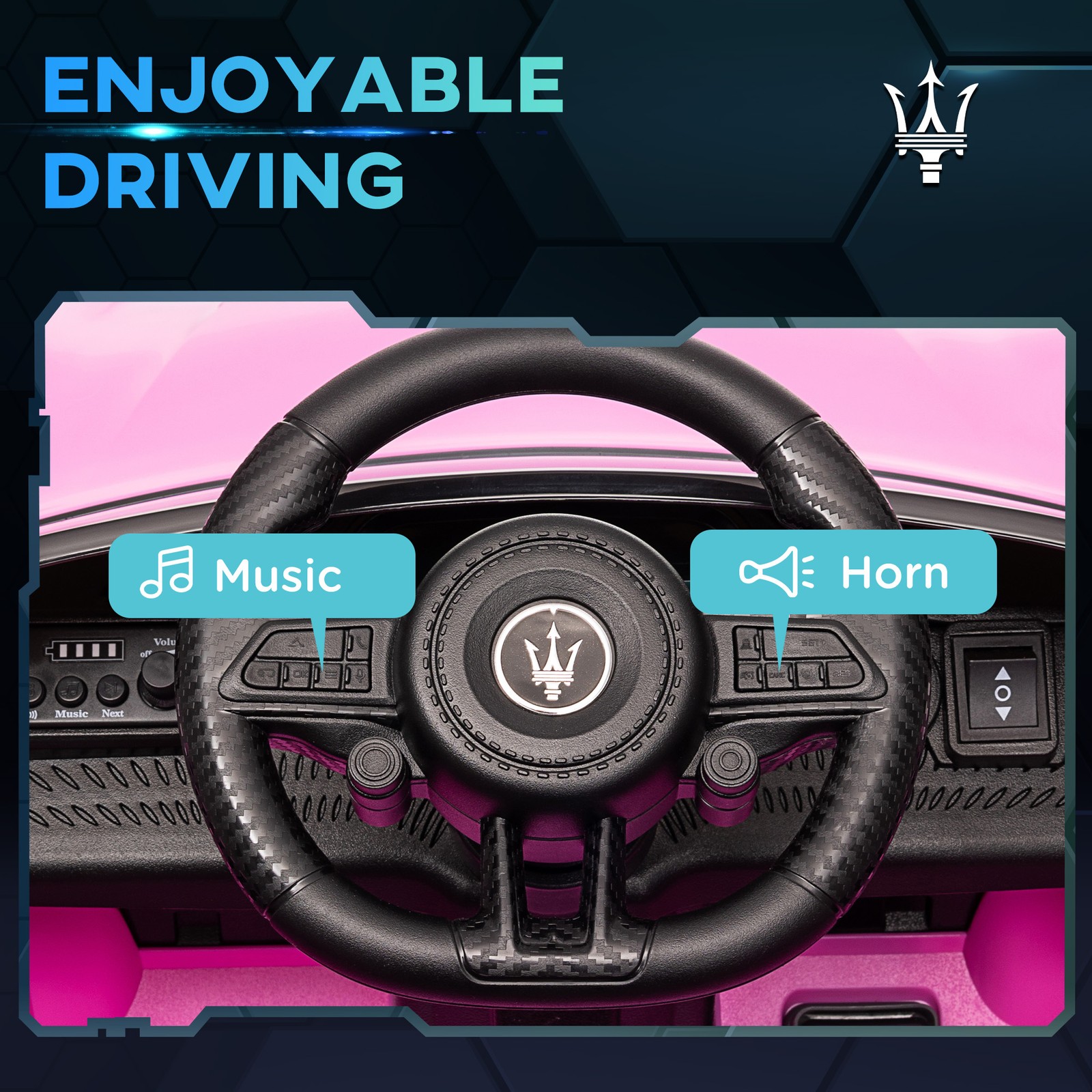 12V Kids Electric Car Licensed with Auxiliary Wheel, Remote, Pink