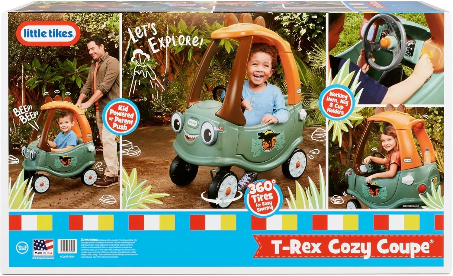 T-Rex Cozy Coupe Ride-On Car for Kids, Multicolor – Fun Indoor & Outdoor Play
