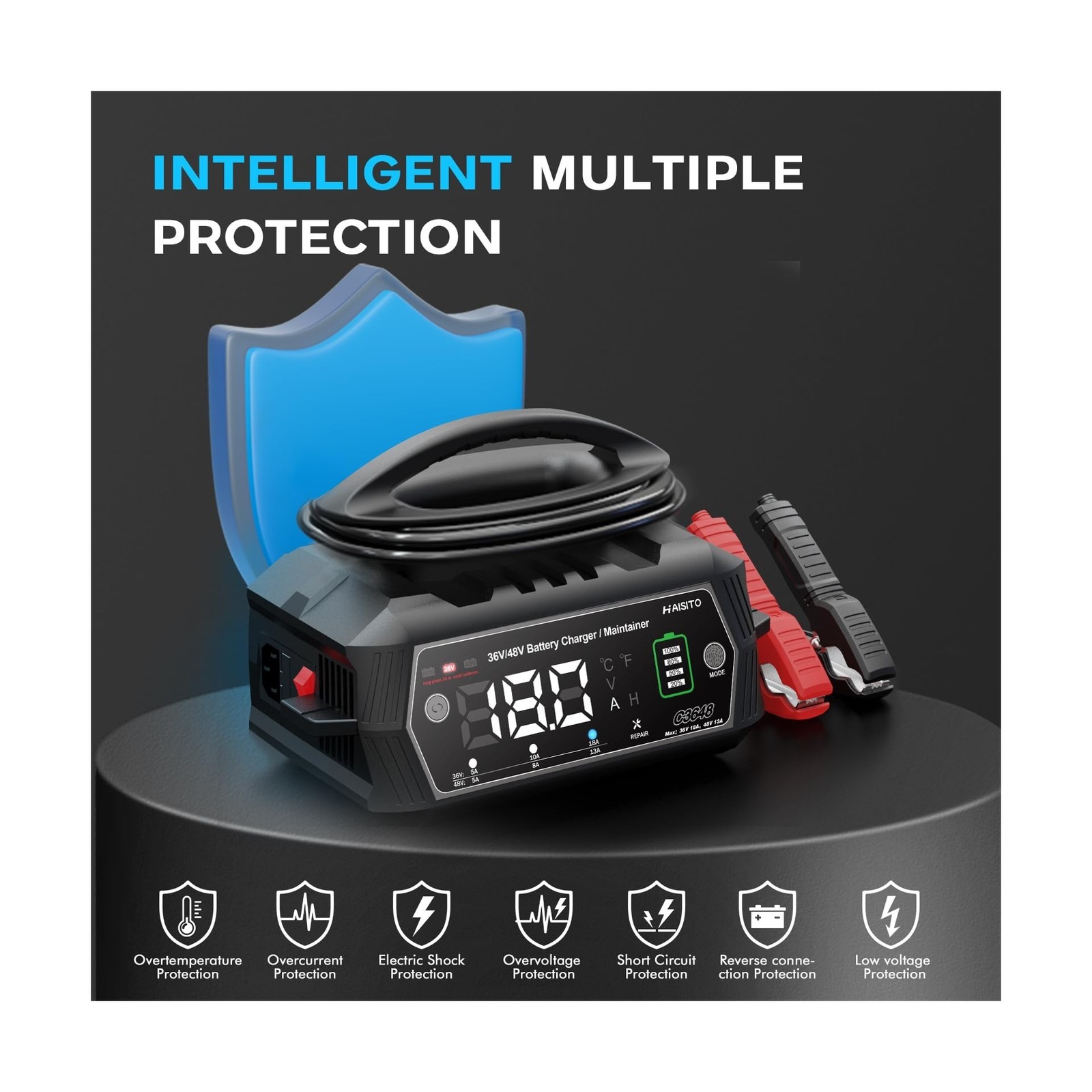 18 AMP 36/48 Volt Golf Carts Battery Charger for Club Car 3-Pin Round Plug,fo…
