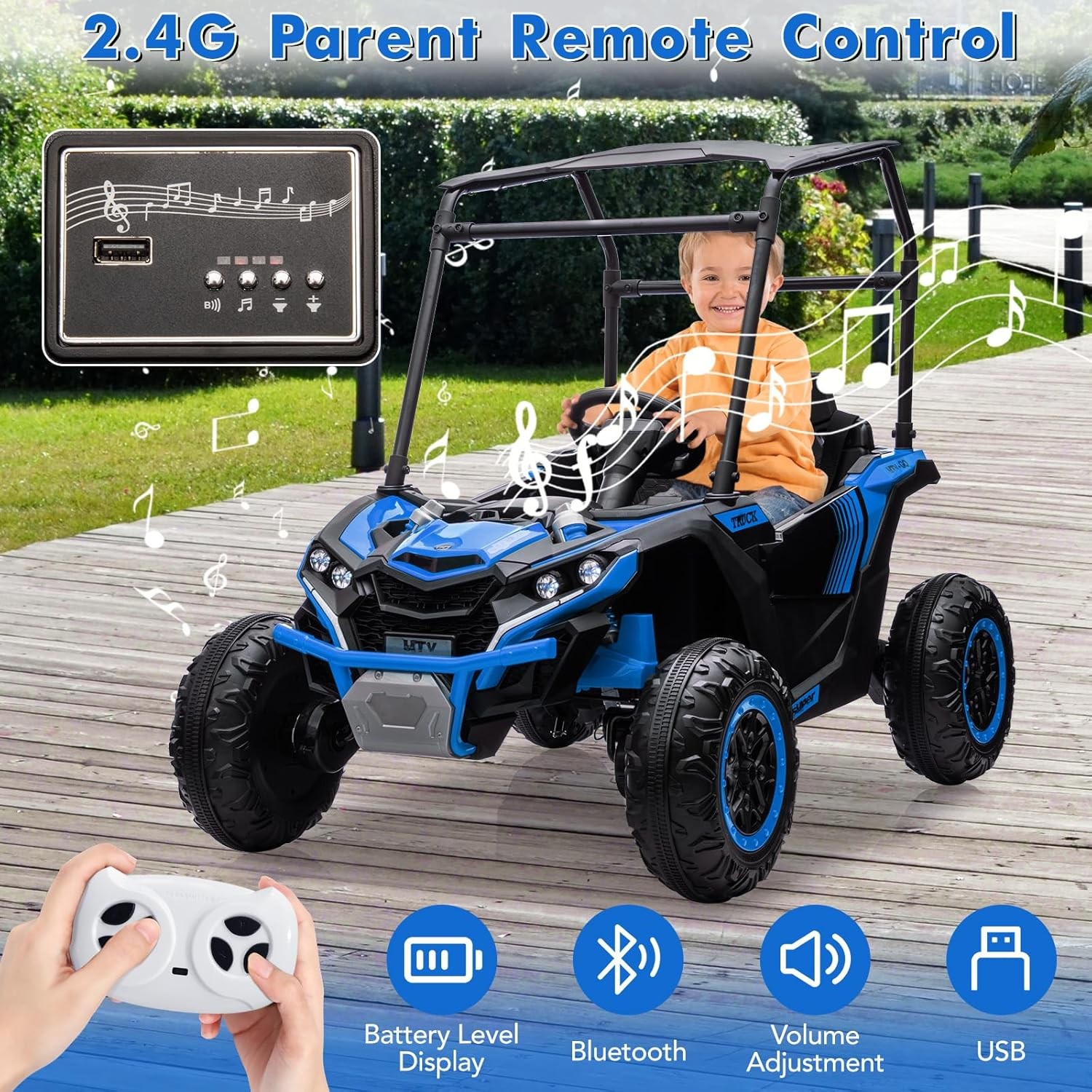 2 Seater Ride On Car Truck 24V Ride On Toys for Kids Electric Vehicle w/Remote