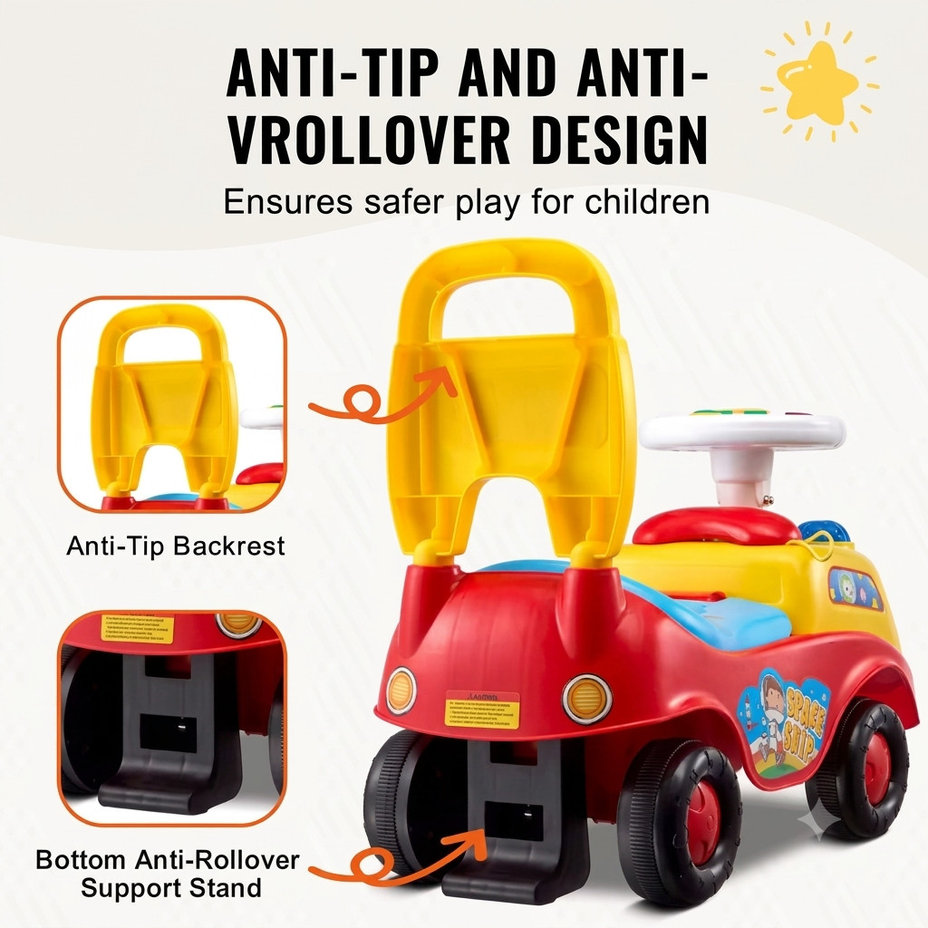 Toddler Baby Ride On Push Car Kids Toy with Music Sit and Stand Toddler Kids Car