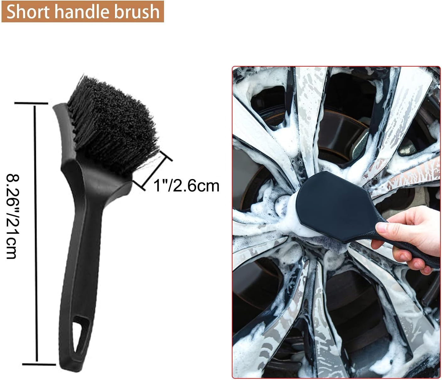 12Pcs Car Wheel & Tire Brush Kit,Including 17Inch Long Wheel Brush,Short Handle