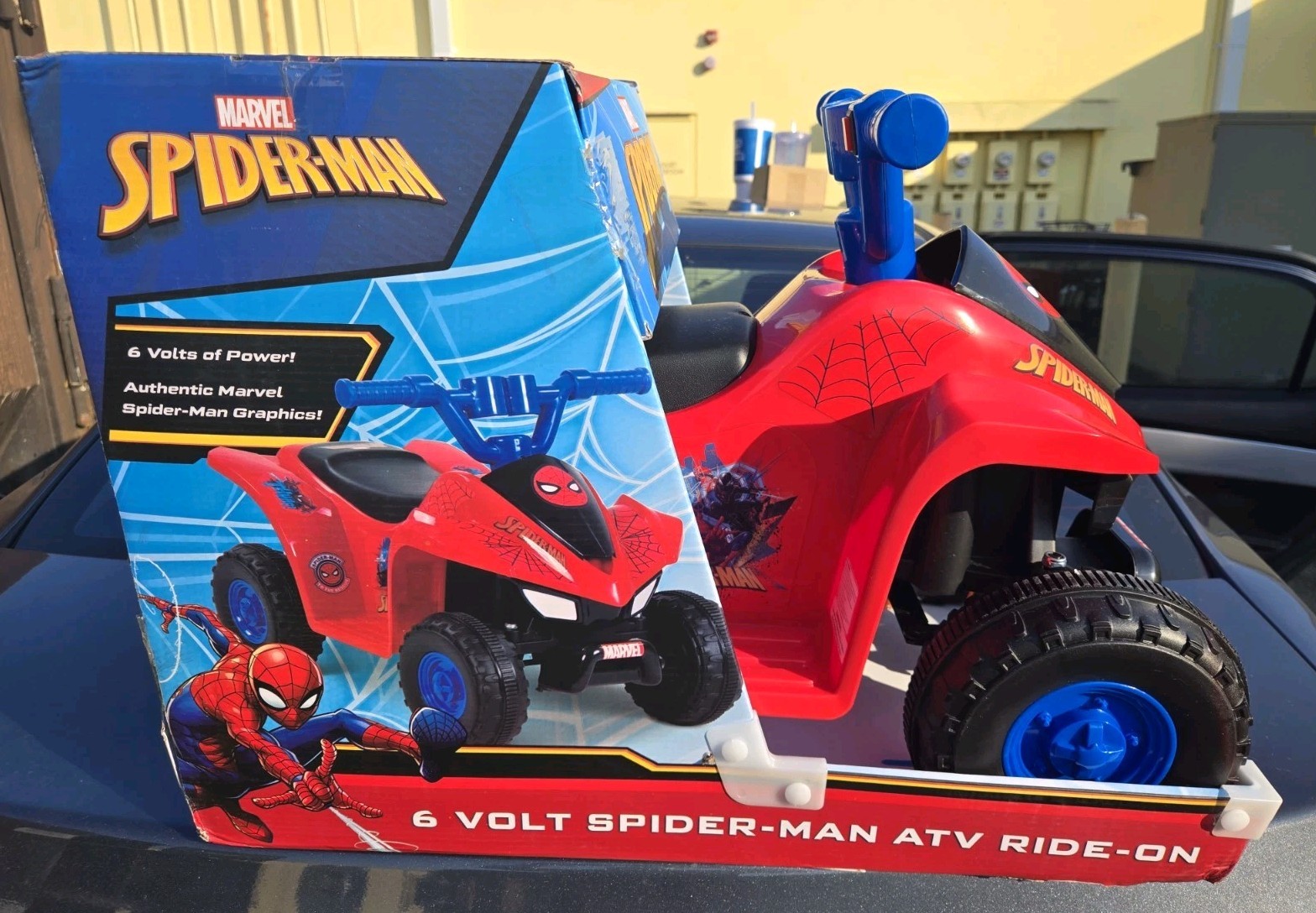BRAND NEW IN BOX Kids 18-36 MO ATV Ride On SPIDERMAN 6V Rechargeable Battery